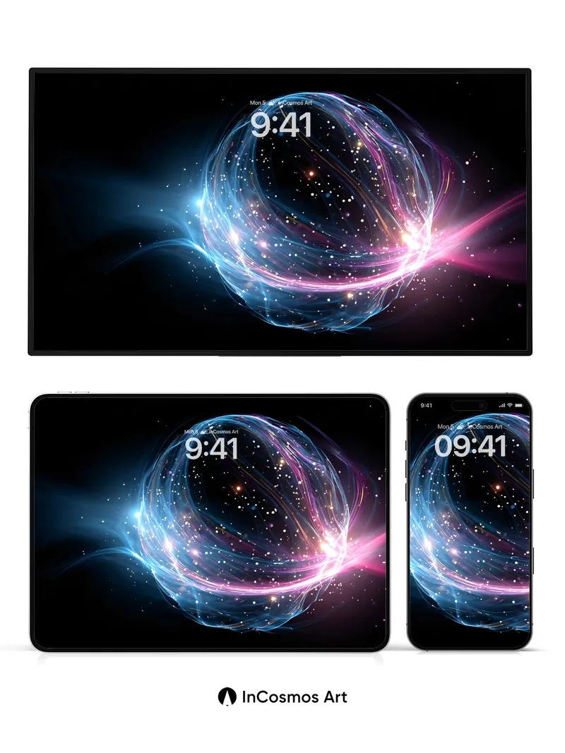 Cosmic Veil Wallpaper with Starlight Trails