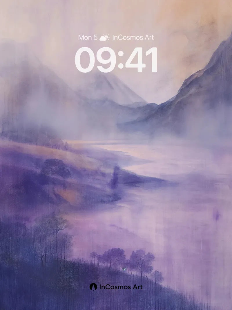 Mist-Swathed Mountain Wallpaper with Ethereal Hues