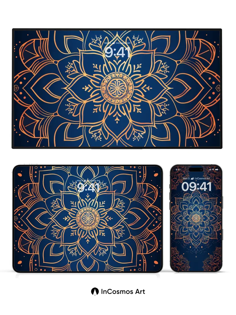 Celestial Mandala Wallpaper with Golden Veins