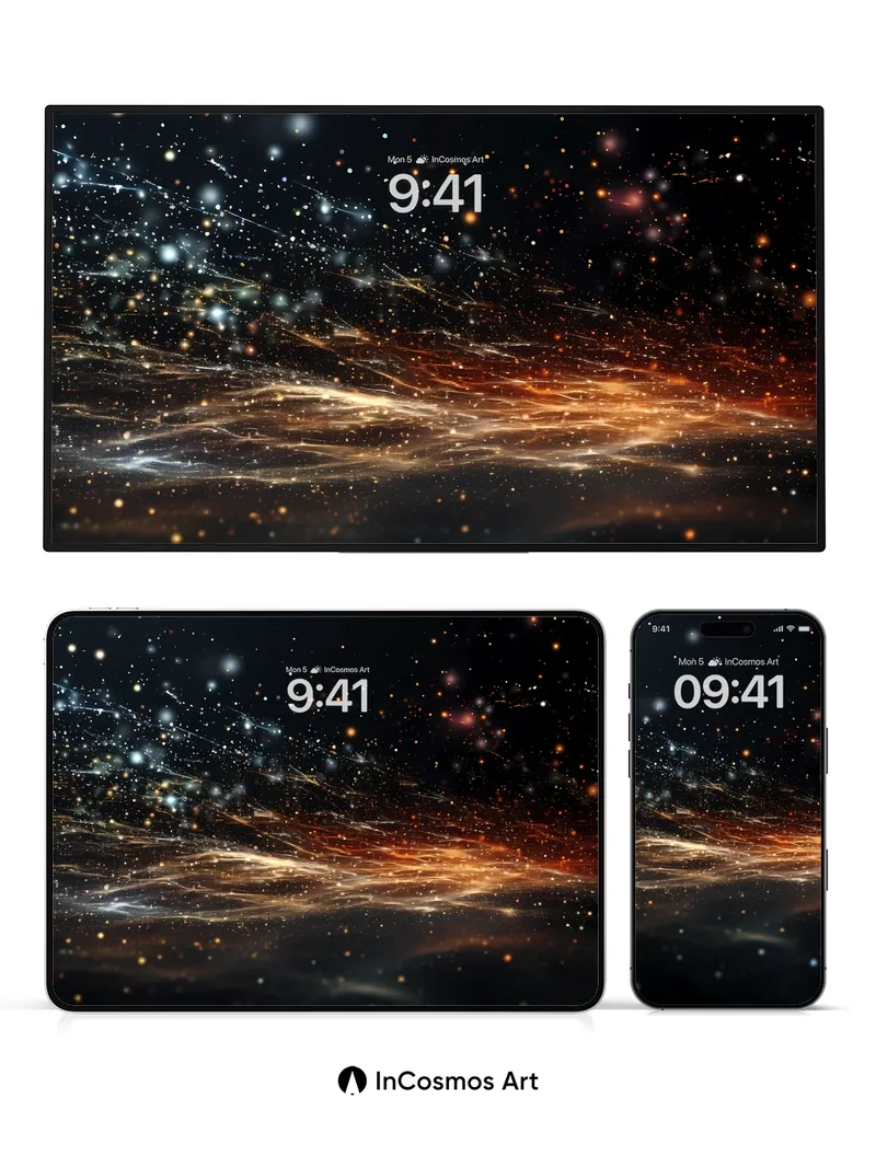 Cosmic Veil Wallpaper with Starlight Trails