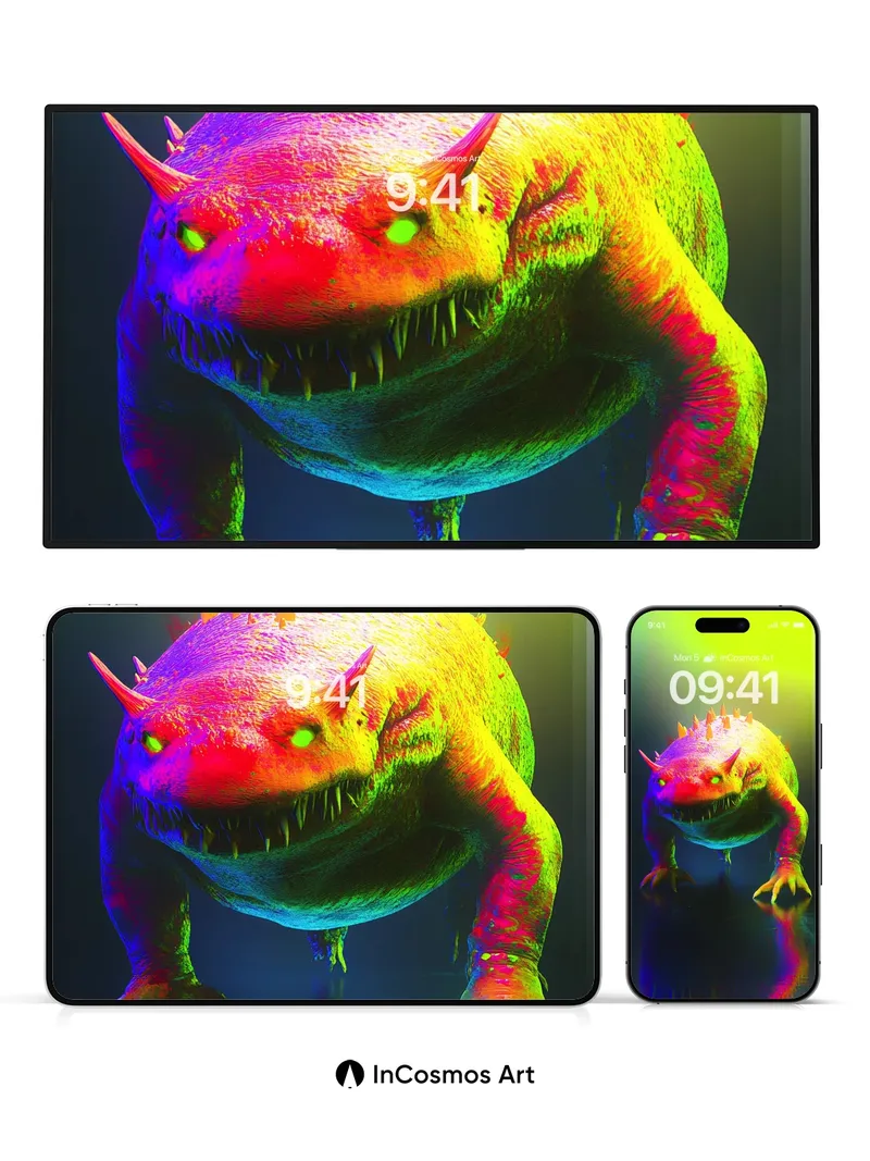 Neon Horror Wallpaper with Glowing Spikes