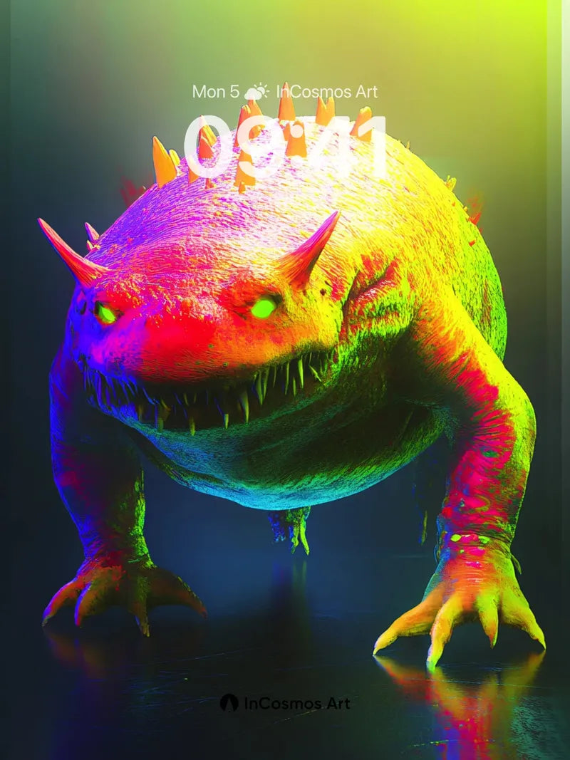 Neon Horror Wallpaper with Glowing Spikes