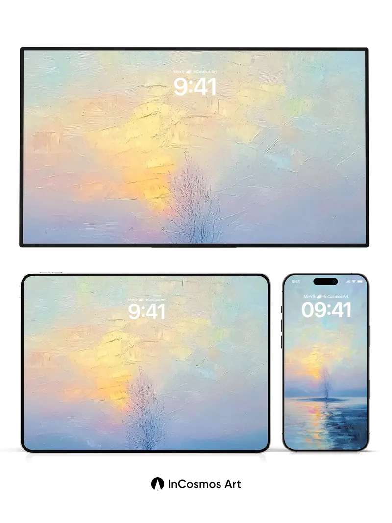 Serenity Solitary Tree Wallpaper with Horizon Hush