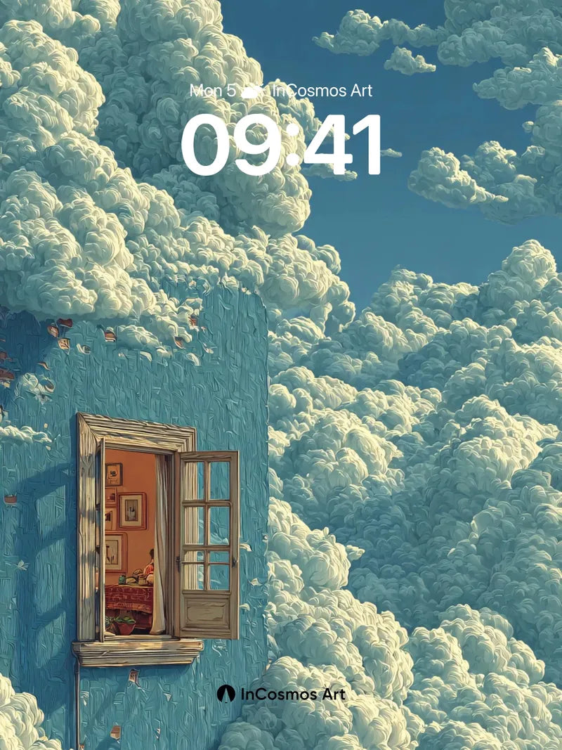 Cloud-Cradled Window Wallpaper with Skyward View wallpaper for iPhone, iPad & Mac