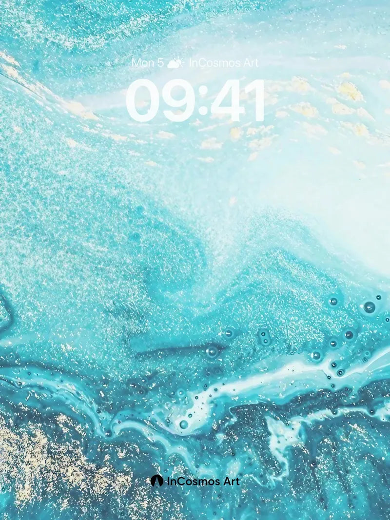 Aquamarine Drift Wallpaper with Golden Veins