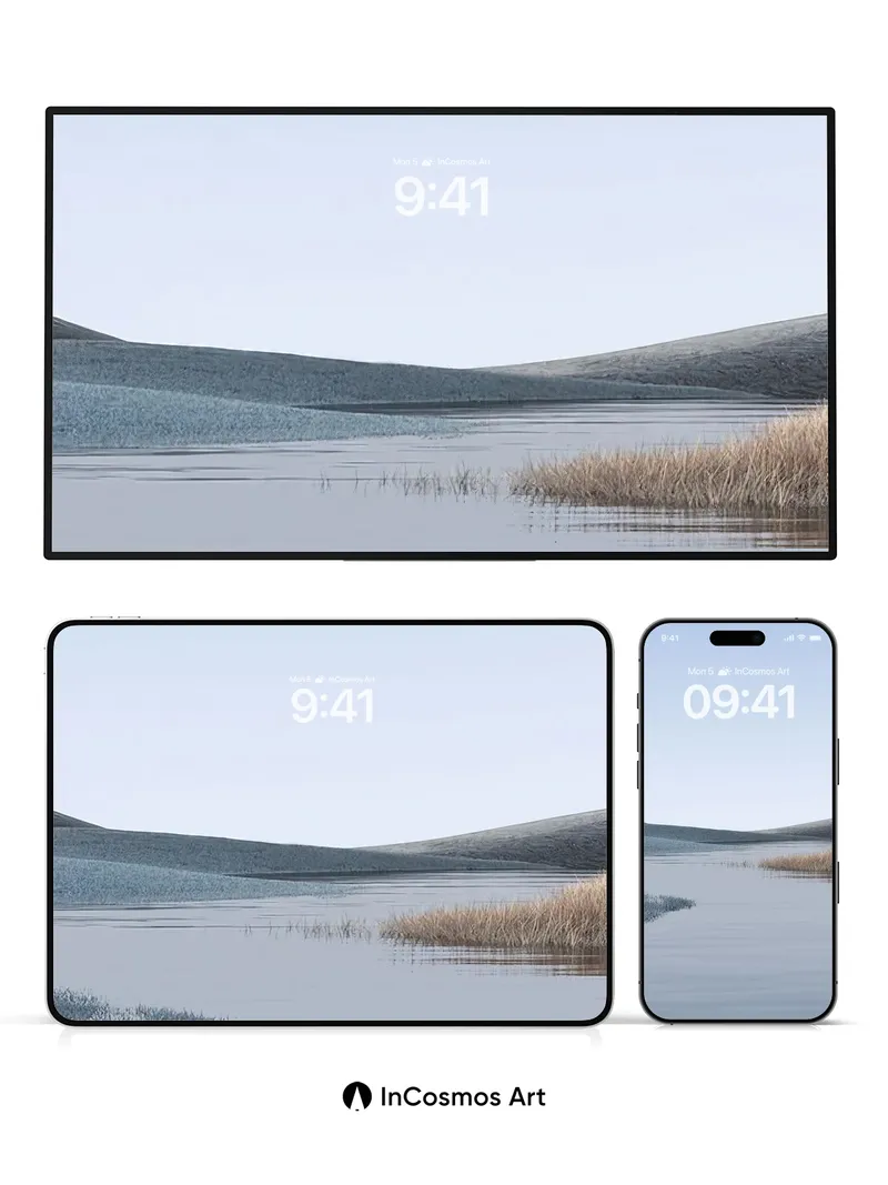 Still Water Wallpaper with Distant Hills