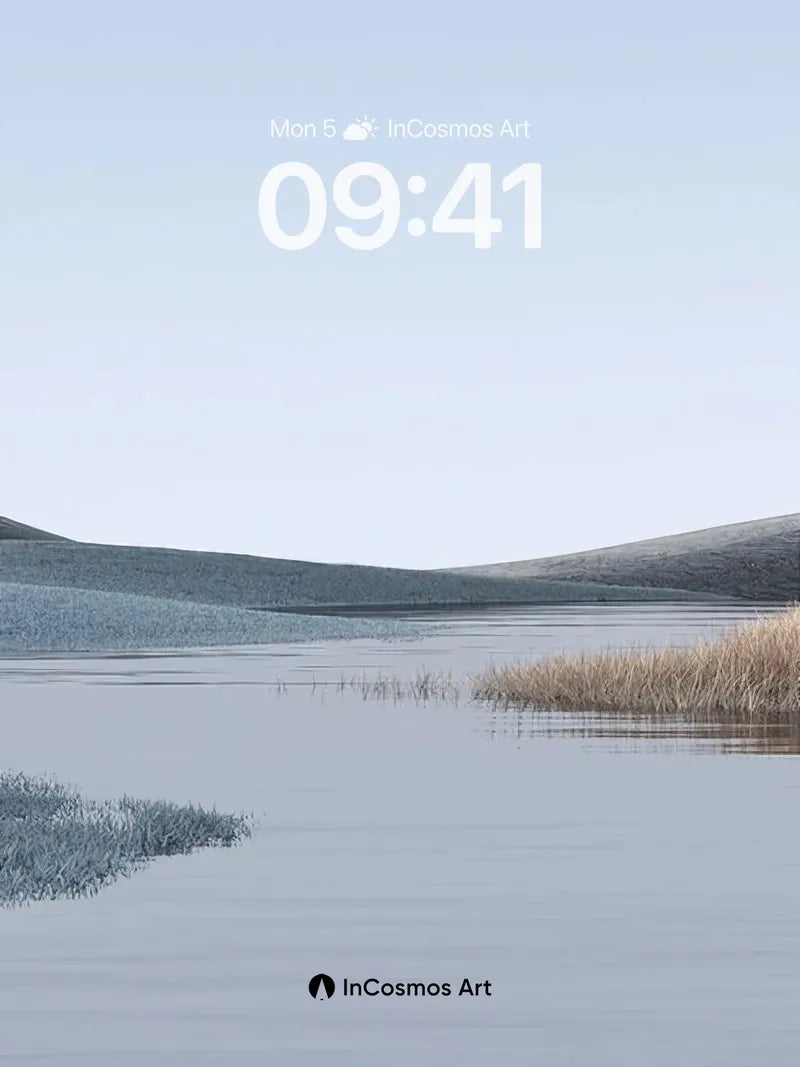 Still Water Wallpaper with Distant Hills