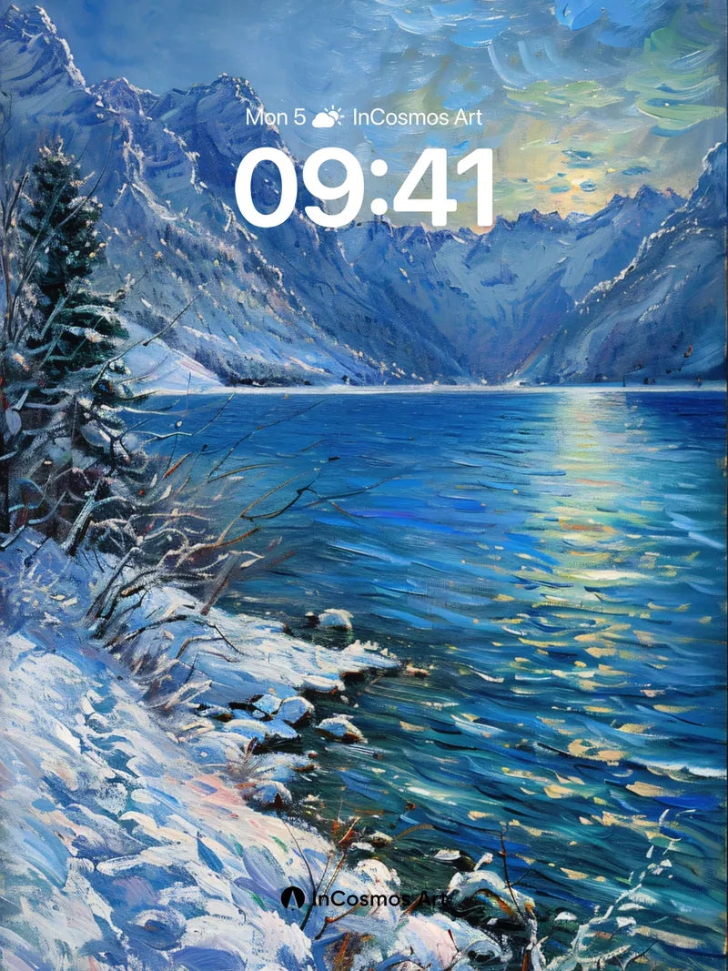 Frostbound Serenity Wallpaper with Moonlit Reflections wallpaper for iPhone, iPad & Mac