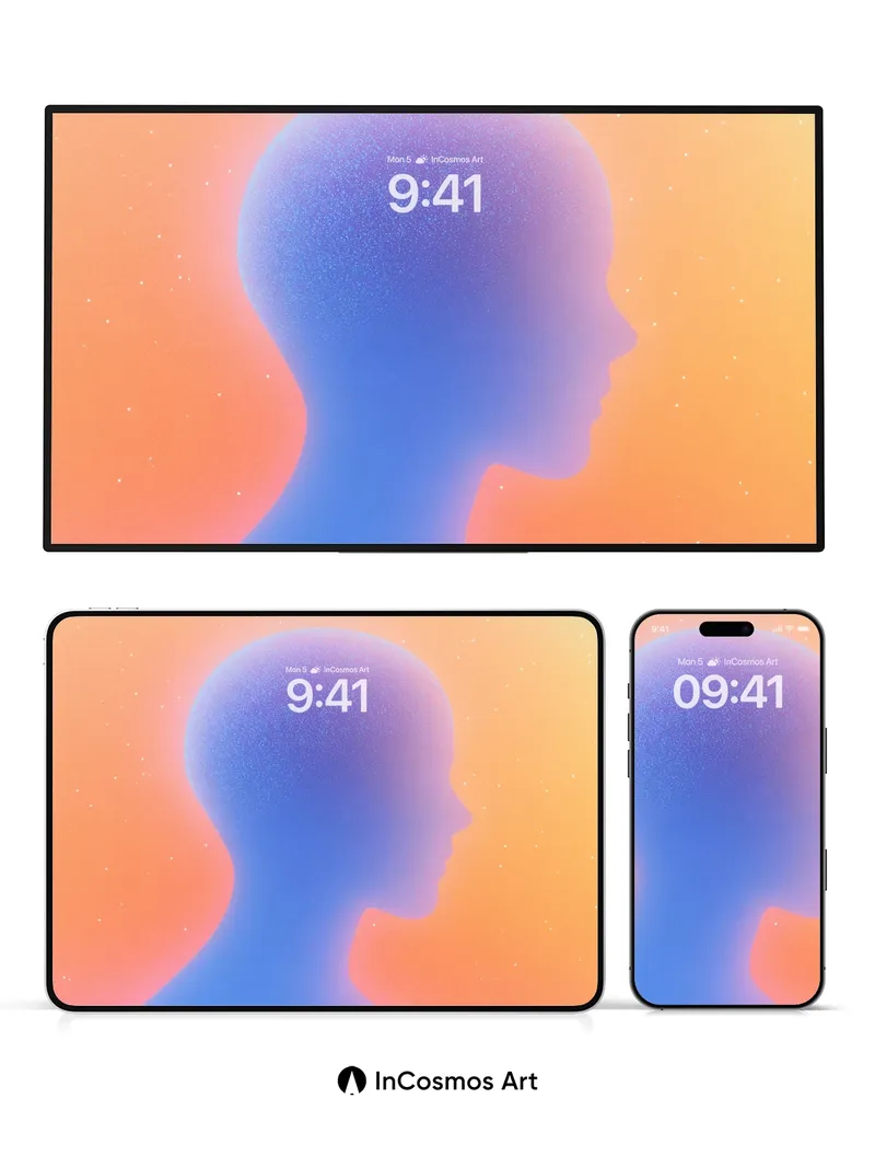 Serenity Silhouette Wallpaper with Cosmic Haze