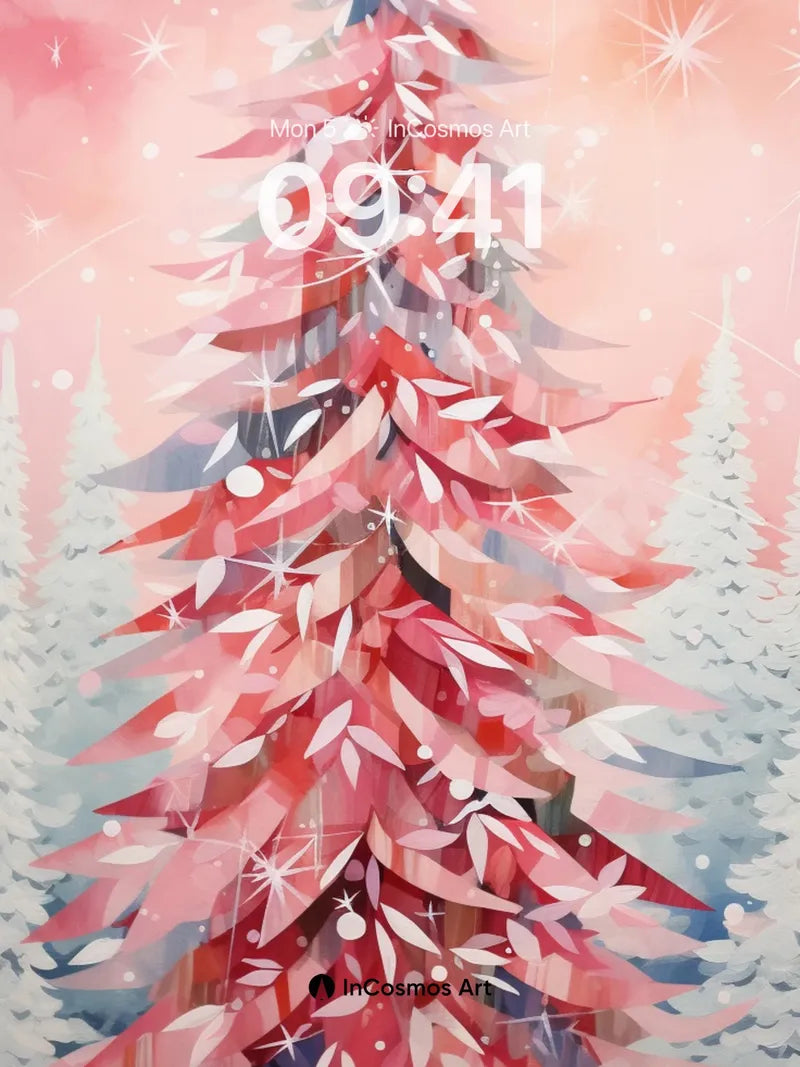 Frostfire Tree Wallpaper with Celestial Sparkle