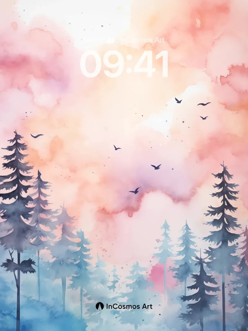 Serenity Forest Wallpaper with Floating Sky