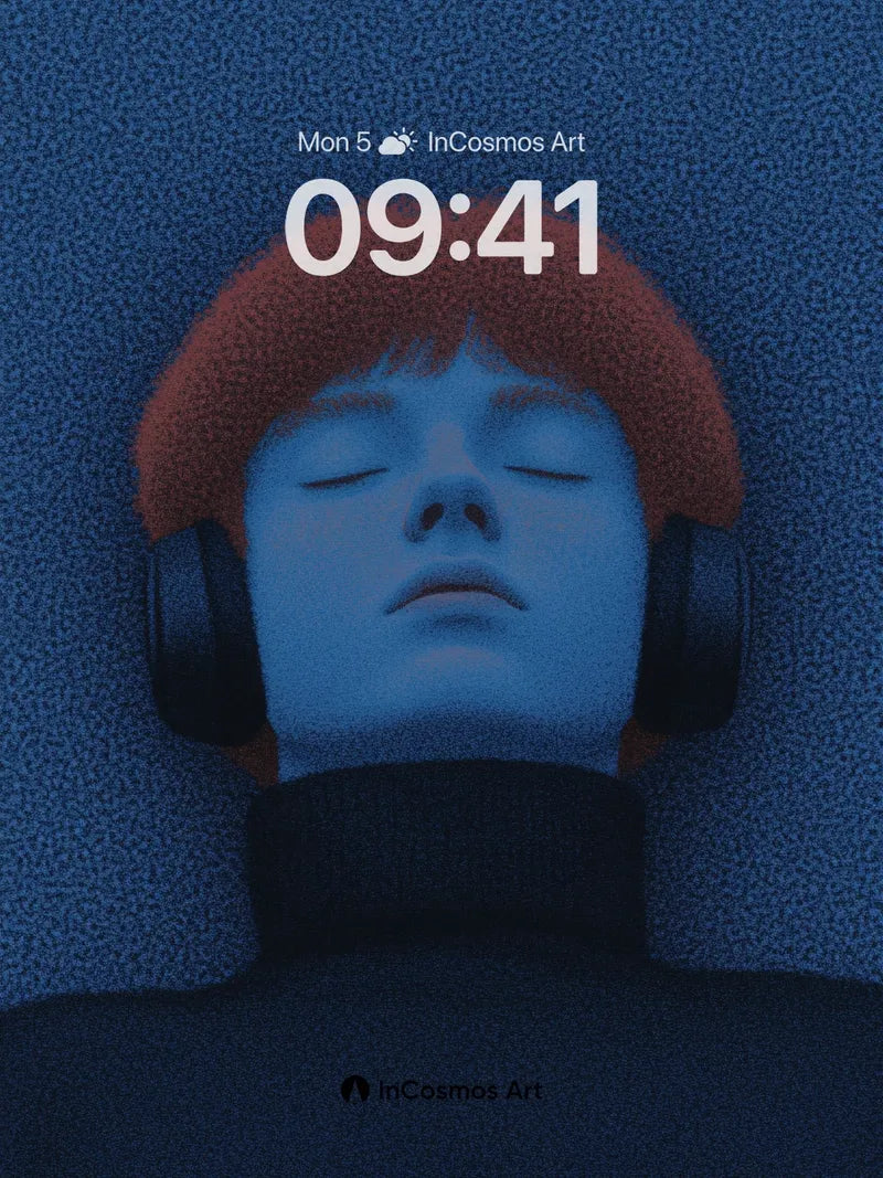 Calm Blue Hush Wallpaper with Red Hair