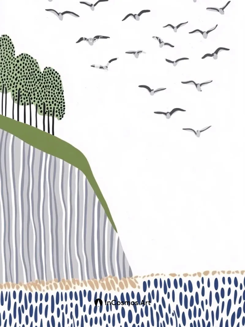 Serenity Cliff Wallpaper with Flying Flock