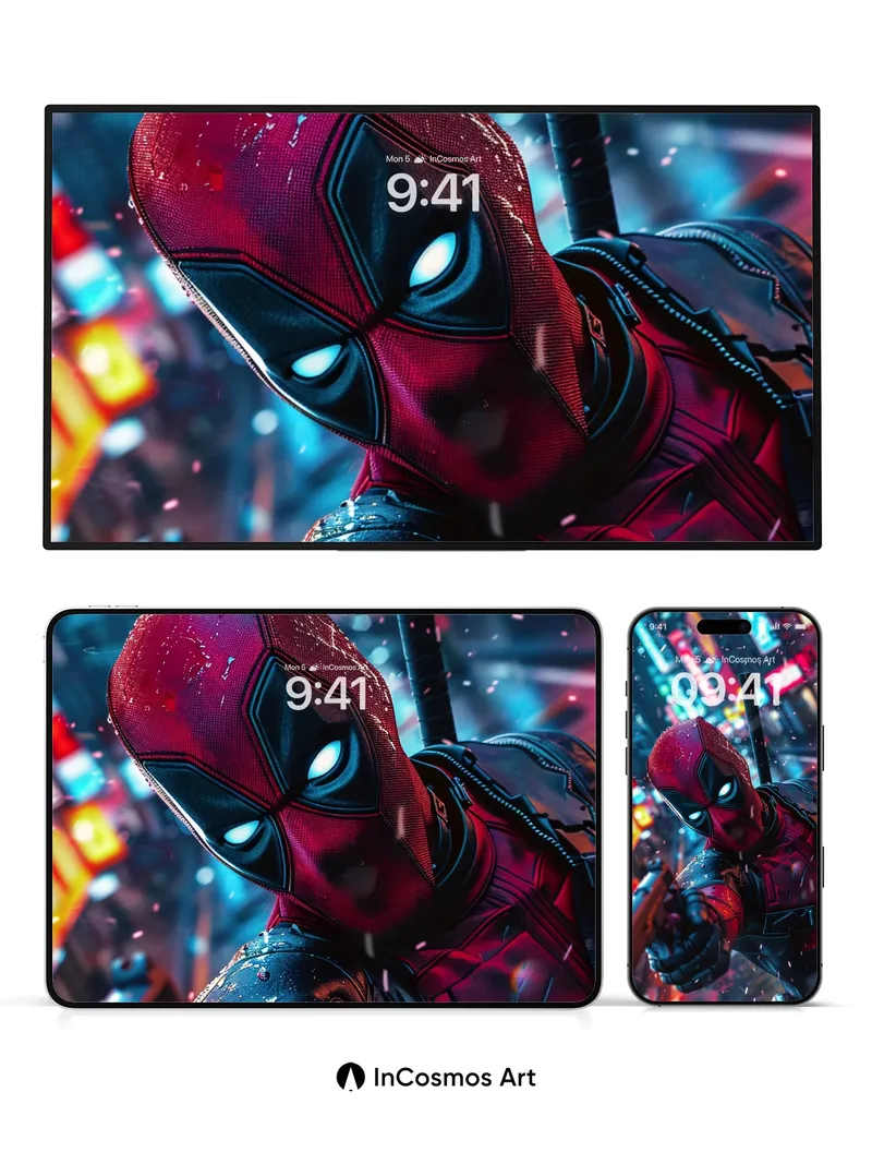 Neon Pulse Wallpaper with Rain-Slicked Armor