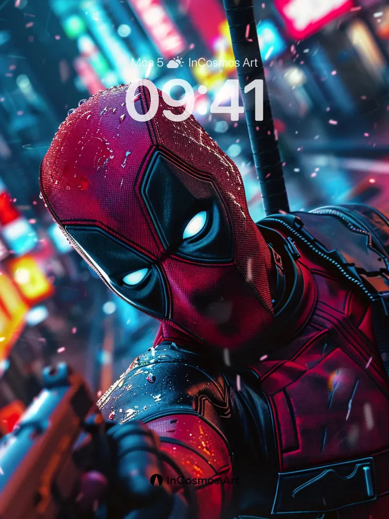 Neon Pulse Wallpaper with Rain-Slicked Armor