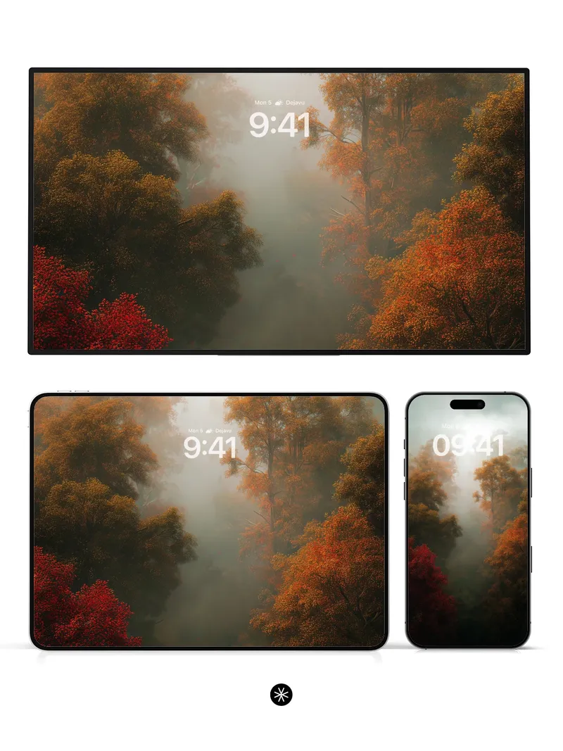 Autumn Mist Forest Wallpaper Background