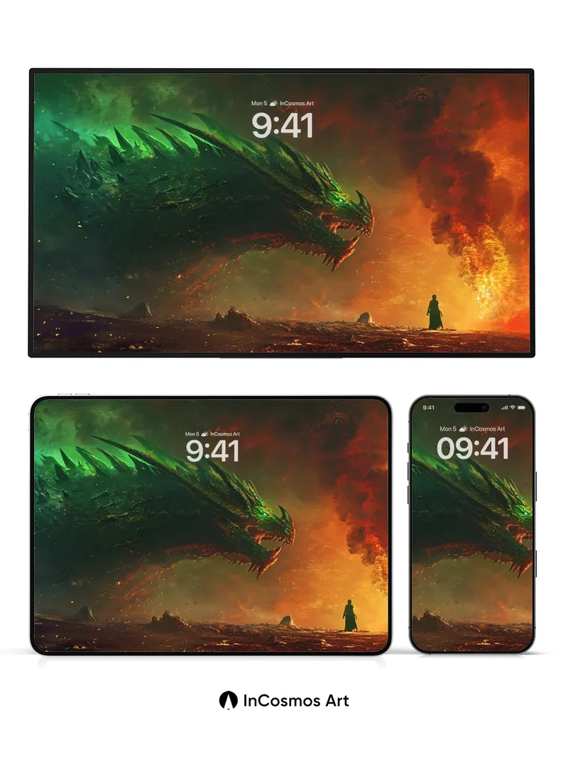 Ember-Scale Dragon Wallpaper with Volcanic Breath