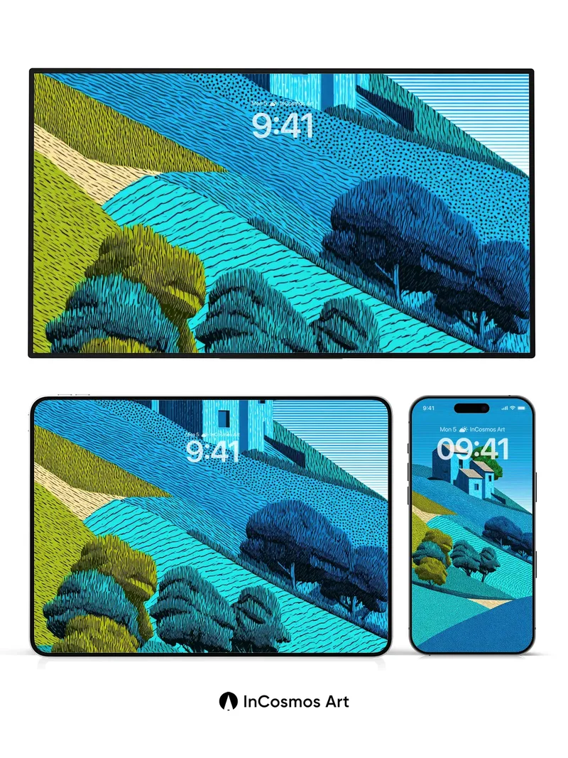 Cobalt Hills Wallpaper with Stitched Light