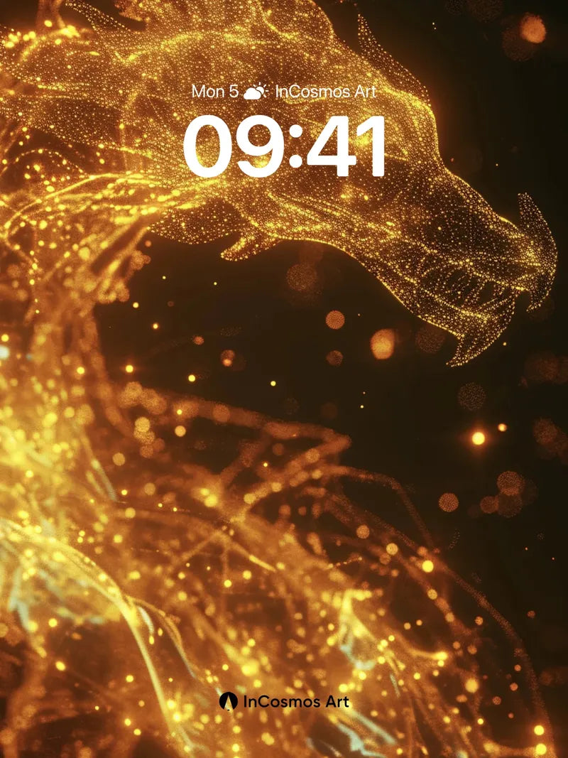 Golden Ember Dragon Wallpaper with Particle Breath