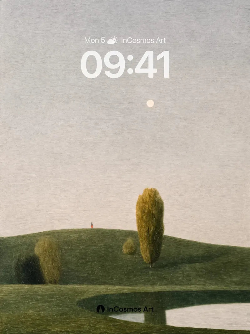 Serene Hilltop Wallpaper with Moonlit Stillness wallpaper for iPhone, iPad & Mac