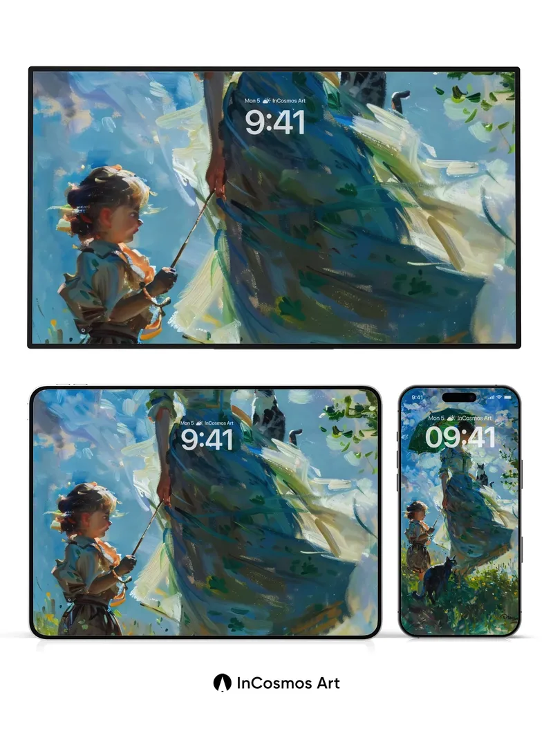 Whispering Light Wallpaper with Garden Cats