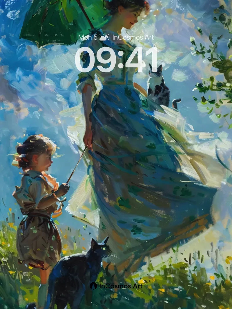 Whispering Light Wallpaper with Garden Cats