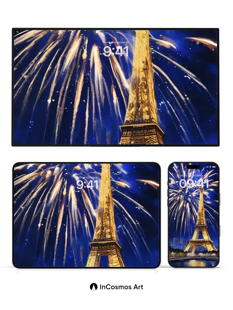 Golden Reverie Wallpaper with Firework Bloom