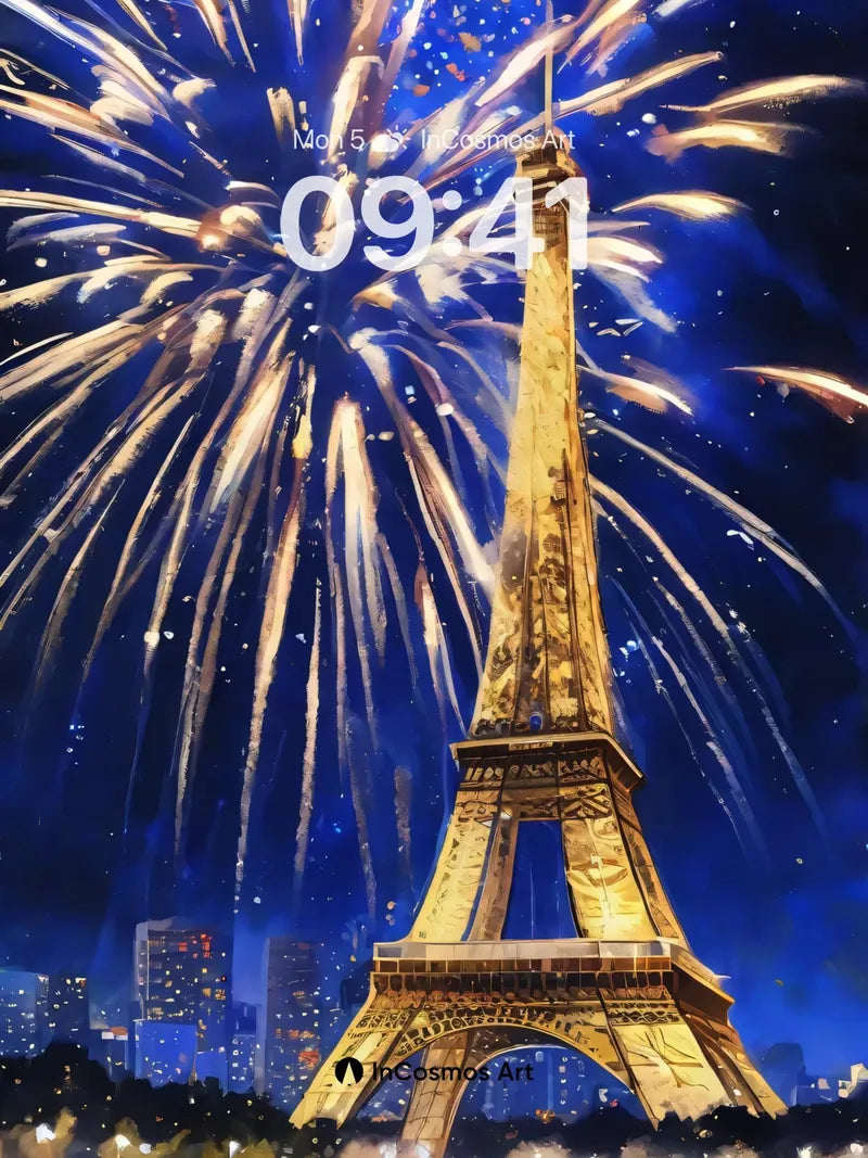 Golden Reverie Wallpaper with Firework Bloom