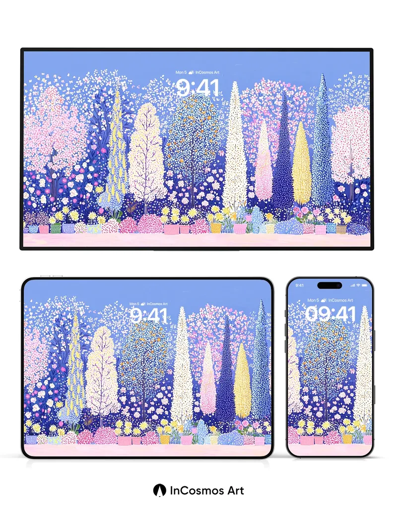 Luminous Garden Wallpaper with Starlight Blooms