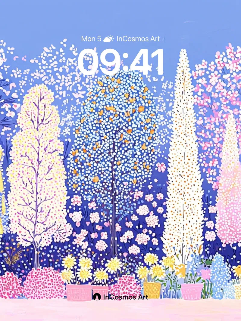Luminous Garden Wallpaper with Starlight Blooms