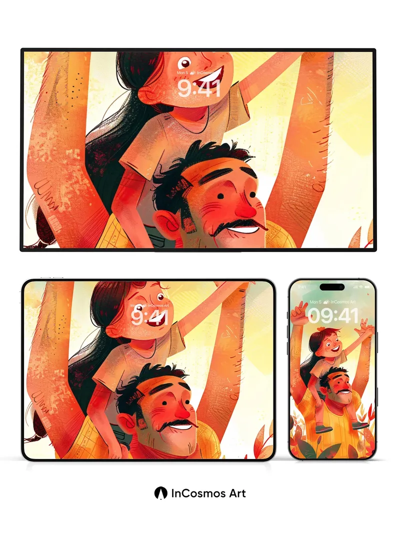 Joyful Embrace Wallpaper with Autumn Whispers