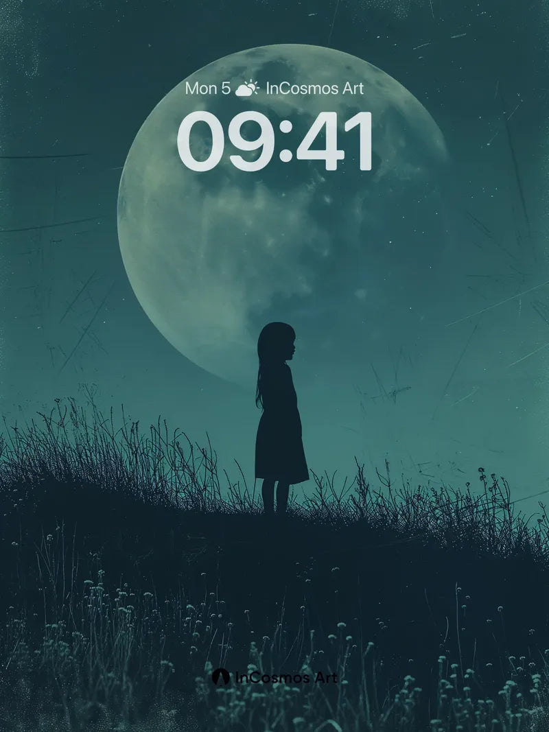 Lunar Silhouette Wallpaper with Whispering Grass