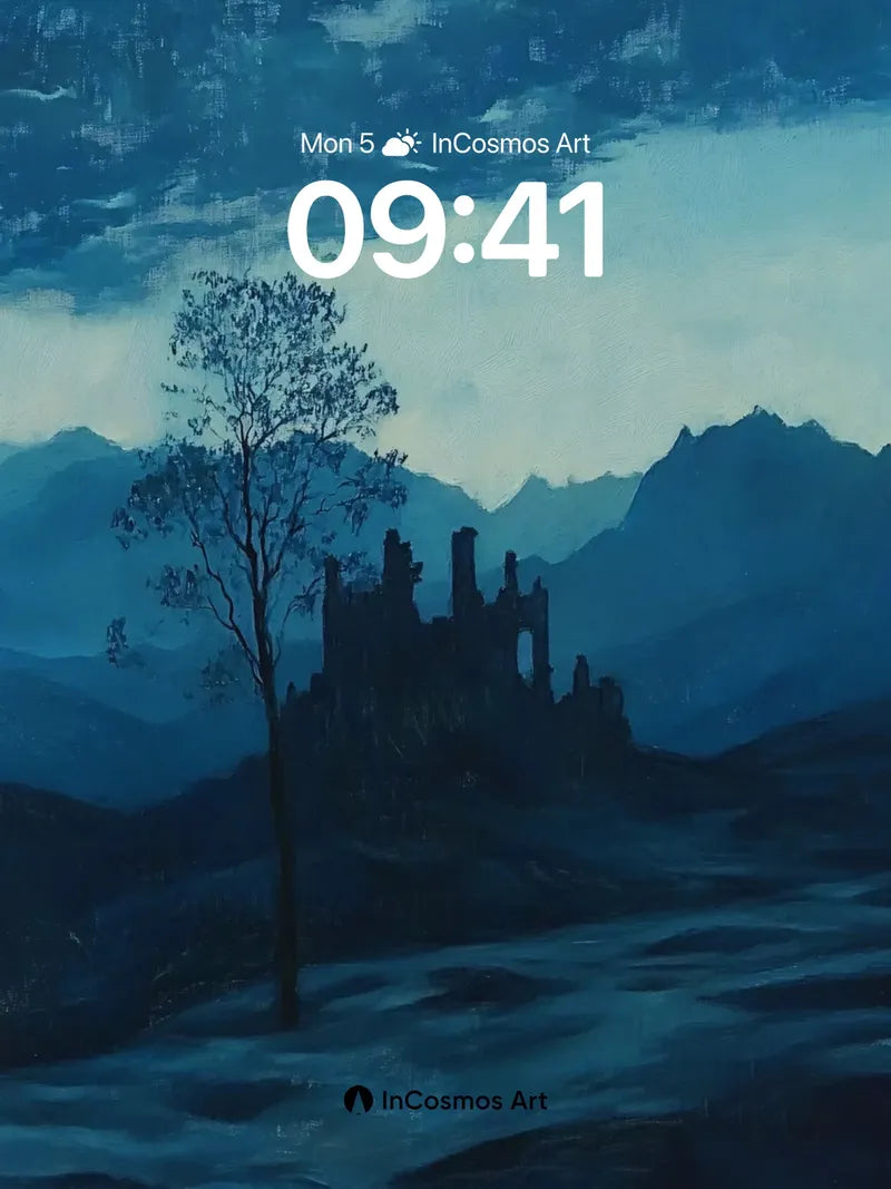 Ethereal Ruin Wallpaper with Solitary Tree