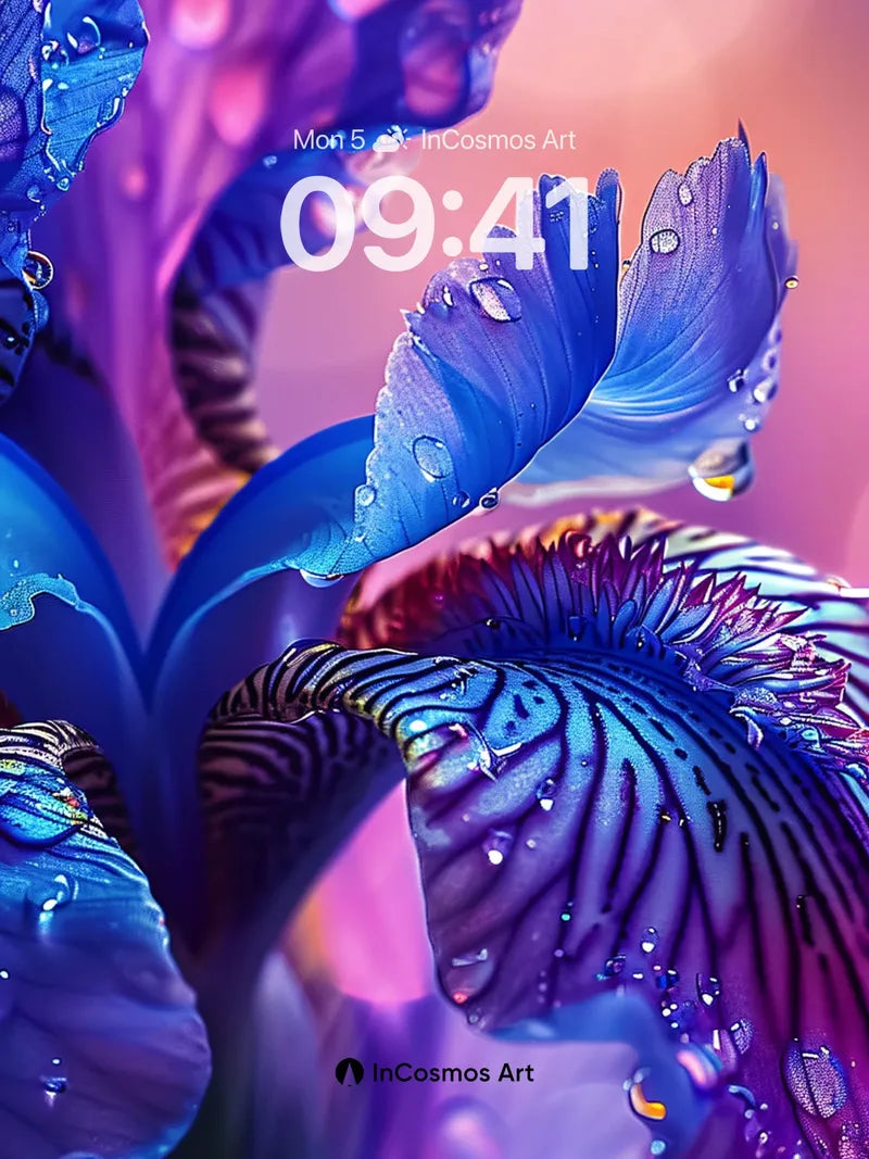 Luminous Iris Wallpaper with Dewdrop Echoes wallpaper for iPhone, iPad & Mac