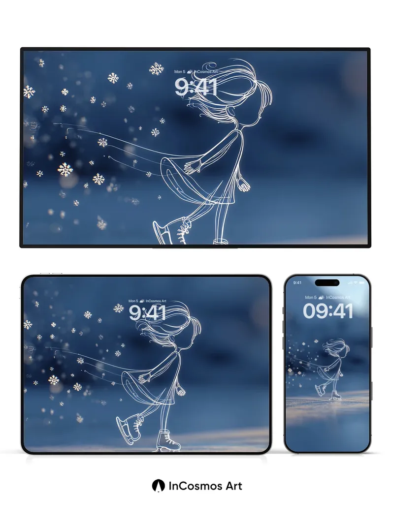 Winter Whimsy Wallpaper with Sketchlight Figure