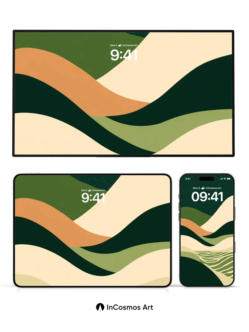 Serene Terrain Wallpaper with Earth-Toned Waves