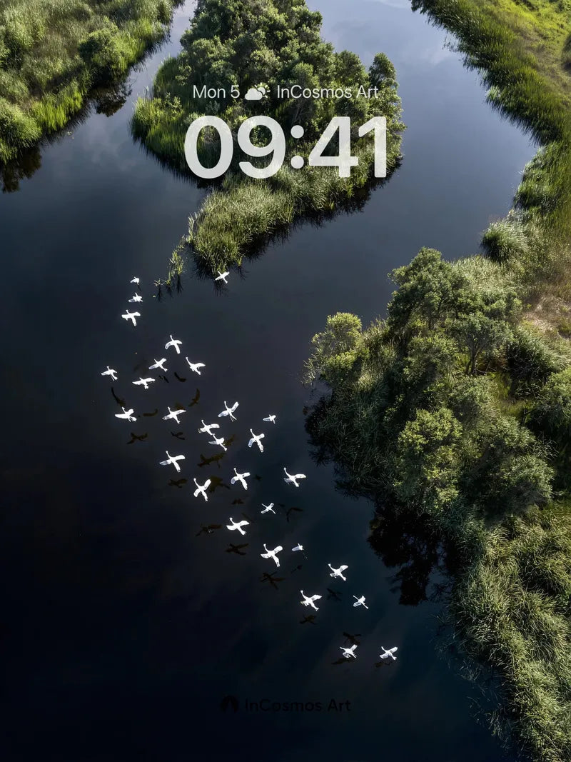Serenity Flight Wallpaper with Water Reflections wallpaper for iPhone, iPad & Mac