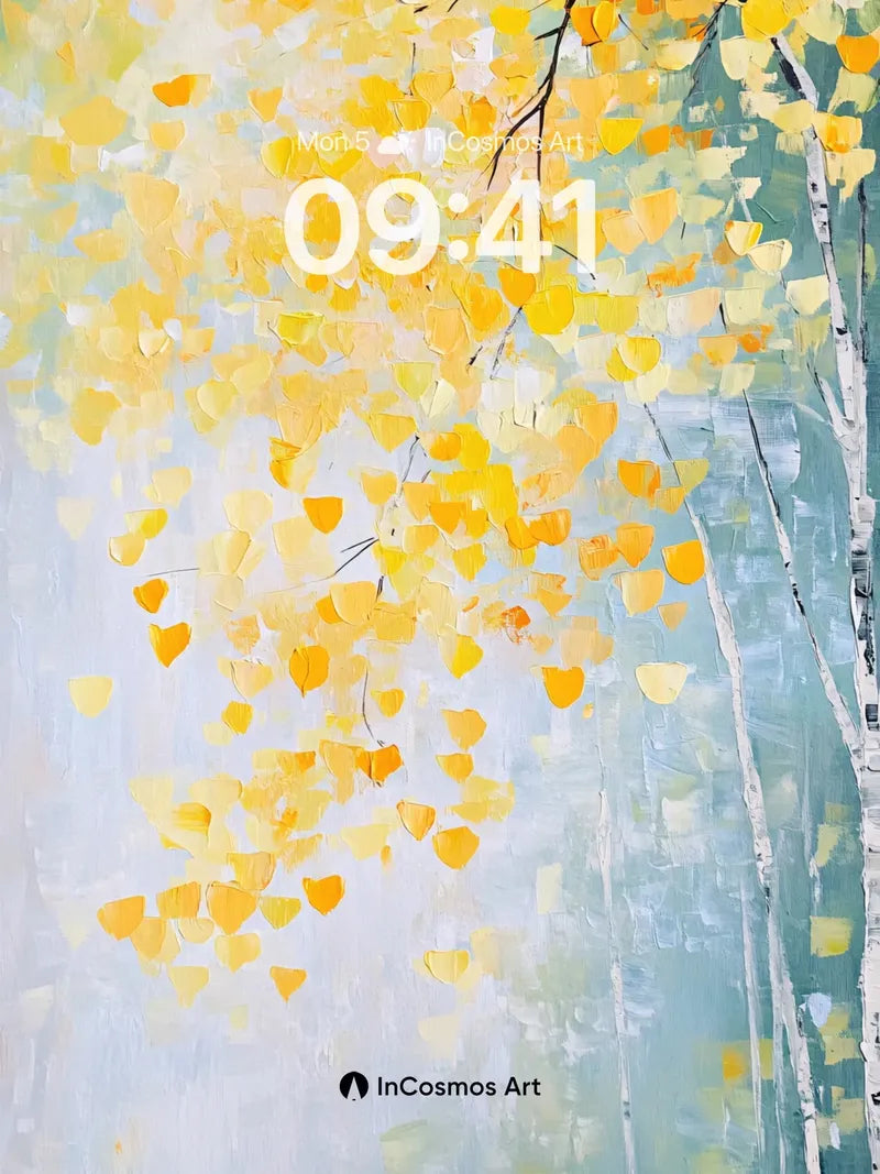 Golden Whisper Wallpaper with Birch Echoes