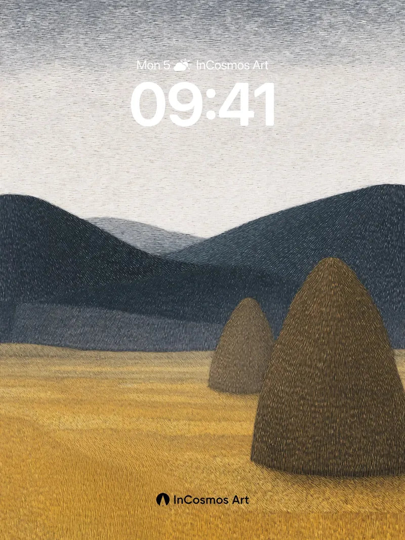 Serenity in Stubble Wallpaper with Distant Peaks