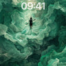 Emerald Abyss Wallpaper with Floating Canoe wallpaper for iPhone, iPad & Mac
