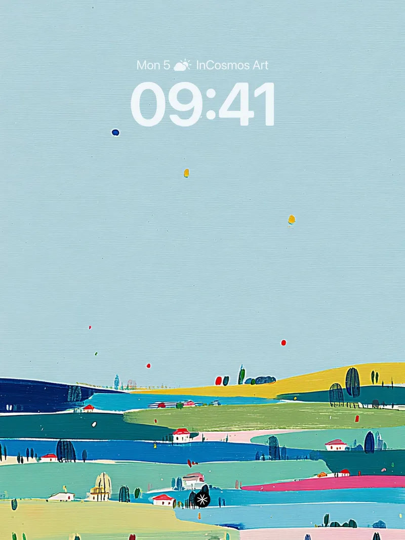 Whimsical Pastel Landscape Wallpaper with Rolling Hills wallpaper for iPhone, iPad & Mac