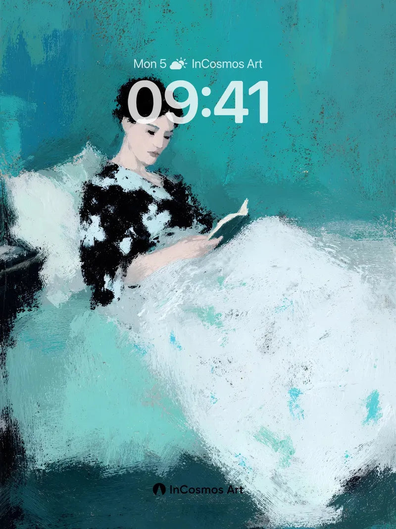 Turquoise Hush Wallpaper with Velvet Reading wallpaper for iPhone, iPad & Mac