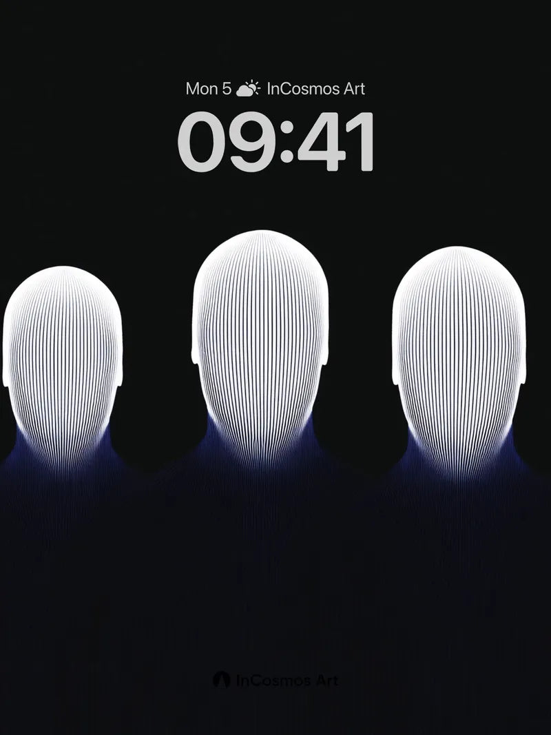 Silent Echoes Wallpaper with Light-Carved Heads