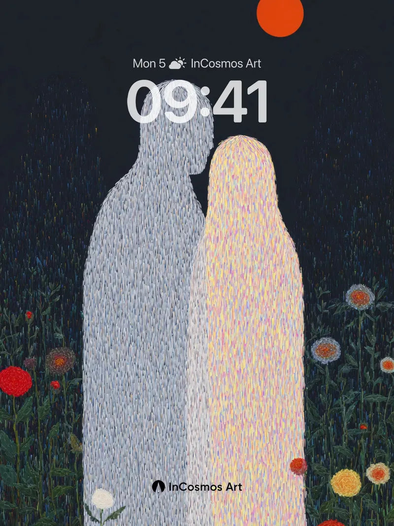 Whispering Silhouettes Wallpaper with Stitched Light