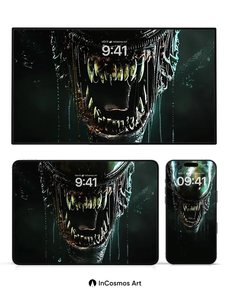 Chilling Abyss Wallpaper with Bioluminescent Teeth