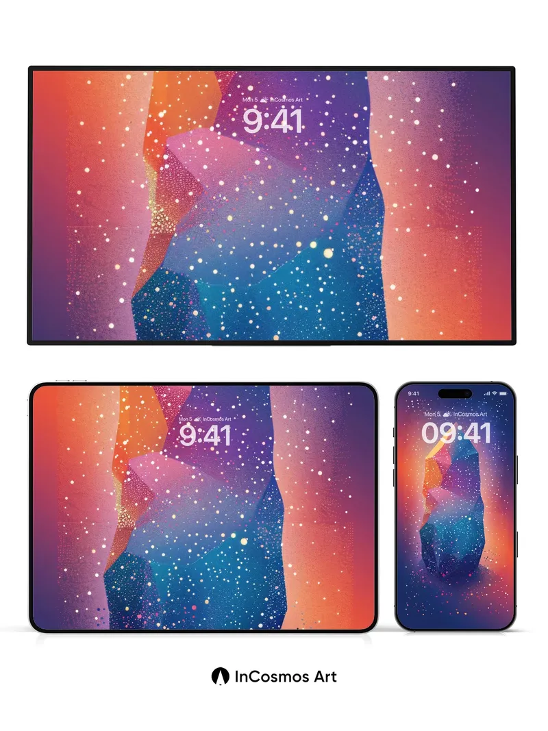 Cosmic Prism Wallpaper with Starlit Facets