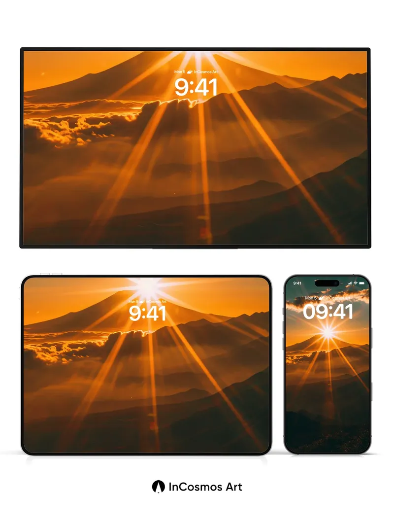 Golden Dawn Wallpaper with Sunburst Peak