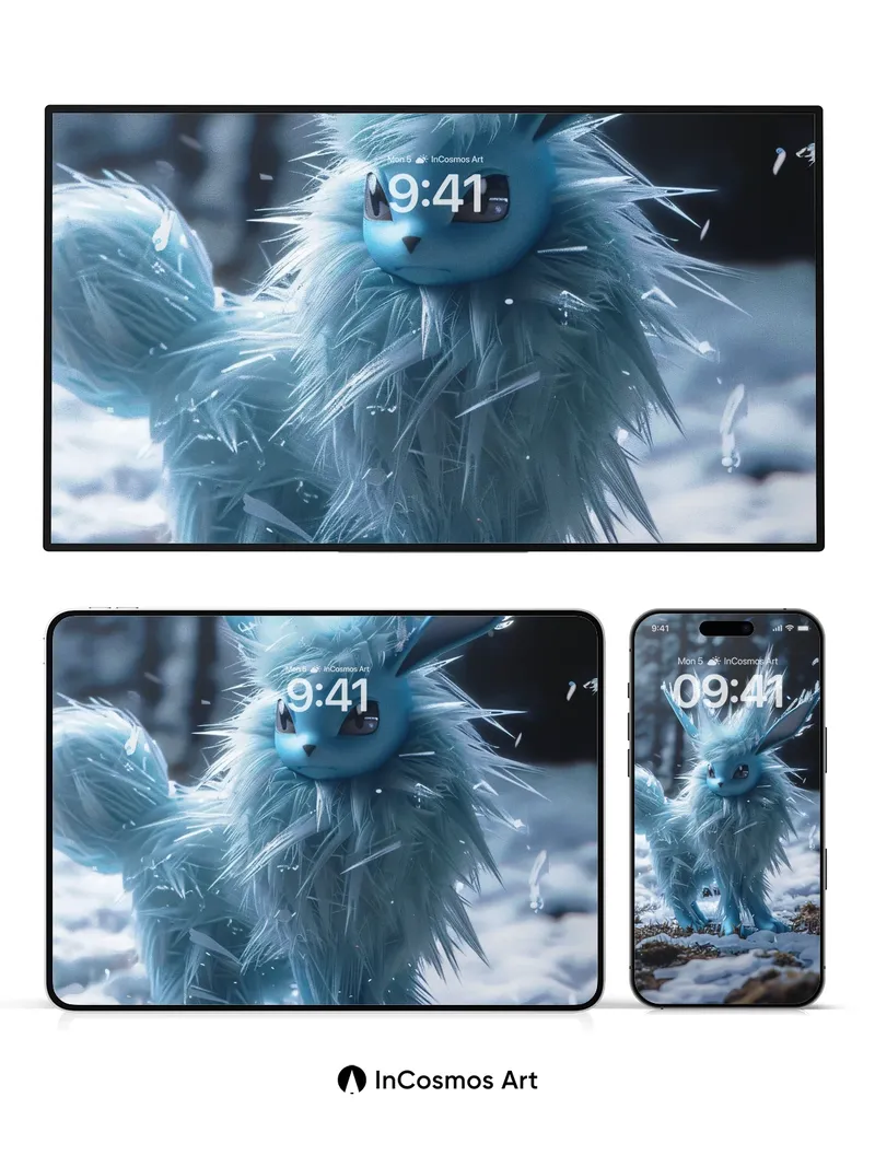 Frostwhisper Fox Wallpaper with Icy Feathers