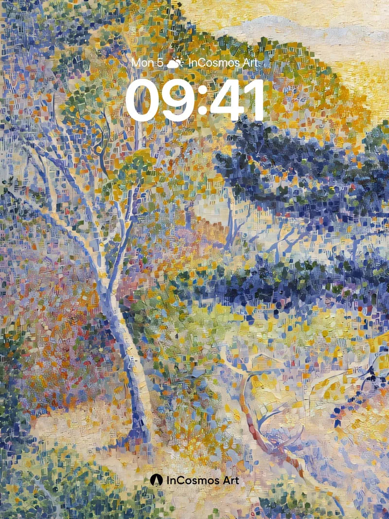 Sunlit Mosaic Wallpaper with Dappled Trees wallpaper for iPhone, iPad & Mac