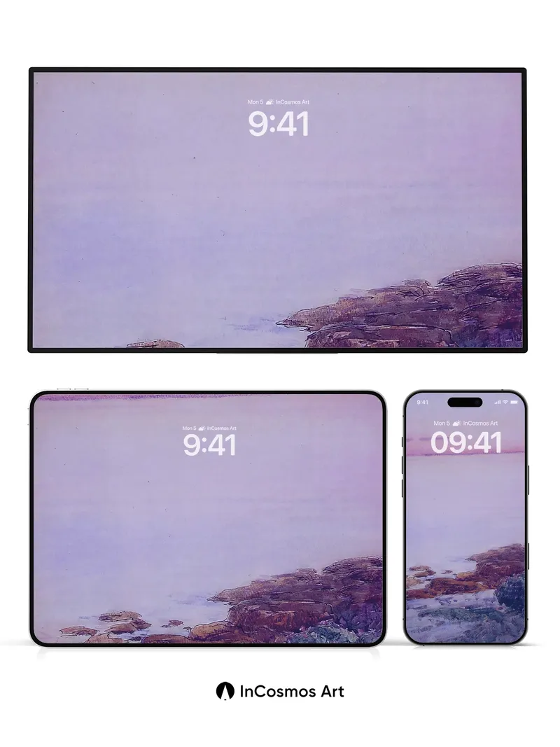 Serenity Shore Wallpaper with Lavender Hush